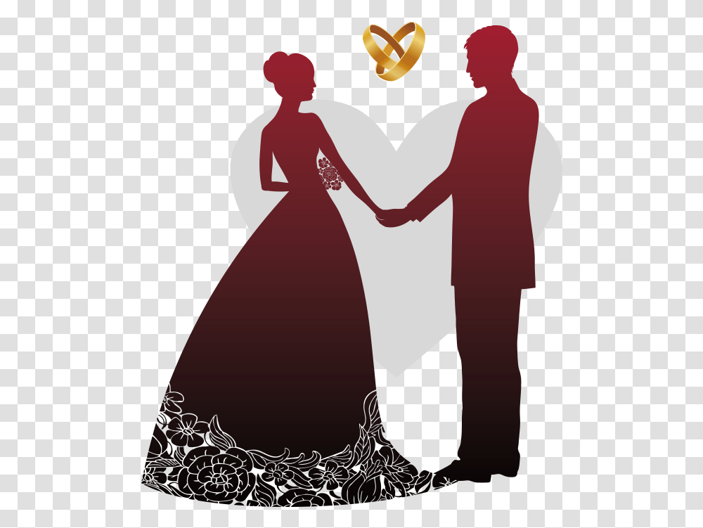 Wedding Invitation Wedding Reception Banner Wedding Couple Silhouette, Hand, Person, Holding Hands, Dress Transparent Png
