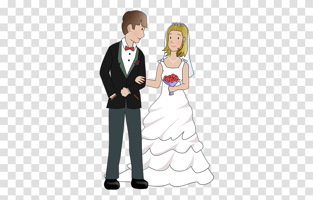Wedding Marriage Married Happy Bride Couple Groom, Person, Suit, Overcoat Transparent Png