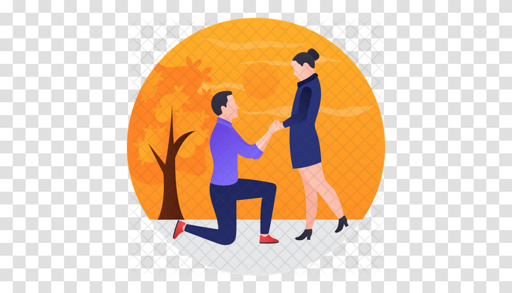 Wedding Proposal Icon Of Rounded Style Illustration, Person, Human, Outdoors, Shoe Transparent Png