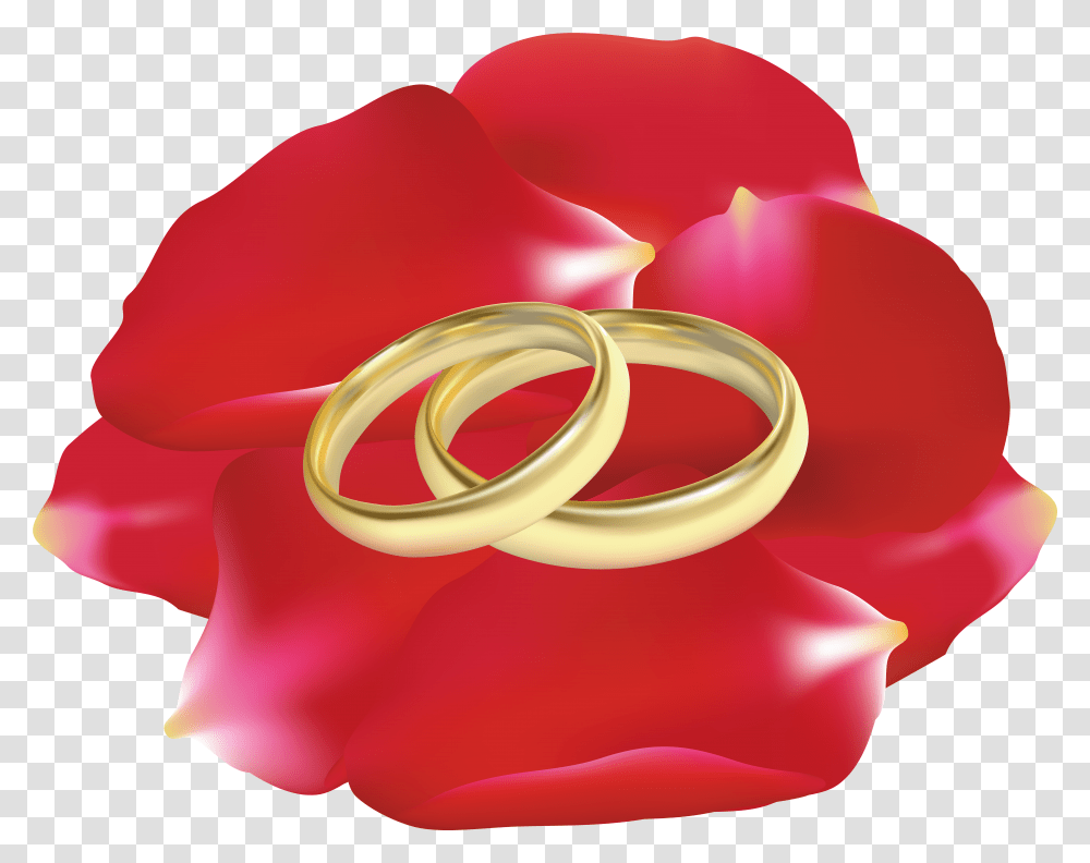 Wedding Rings In Rose Petals Clip Art Transparent Png