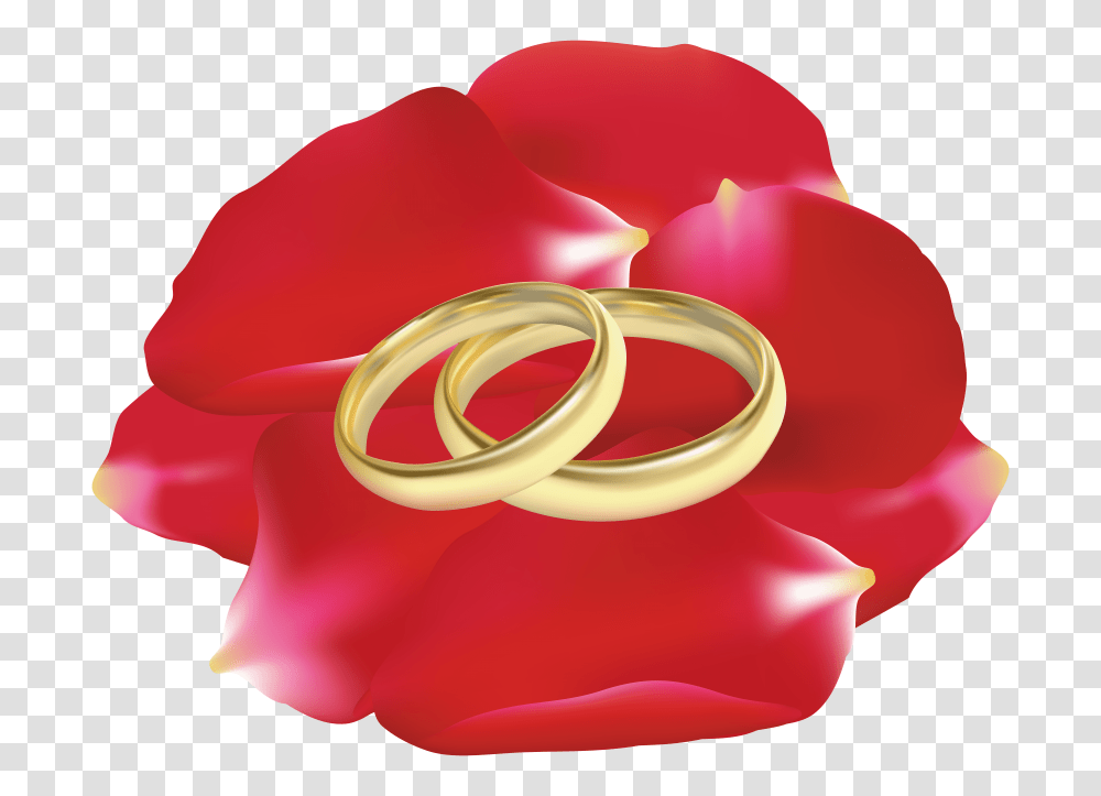 Wedding Rings In Rose Petals, Jewelry, Accessories, Accessory, Flower Transparent Png