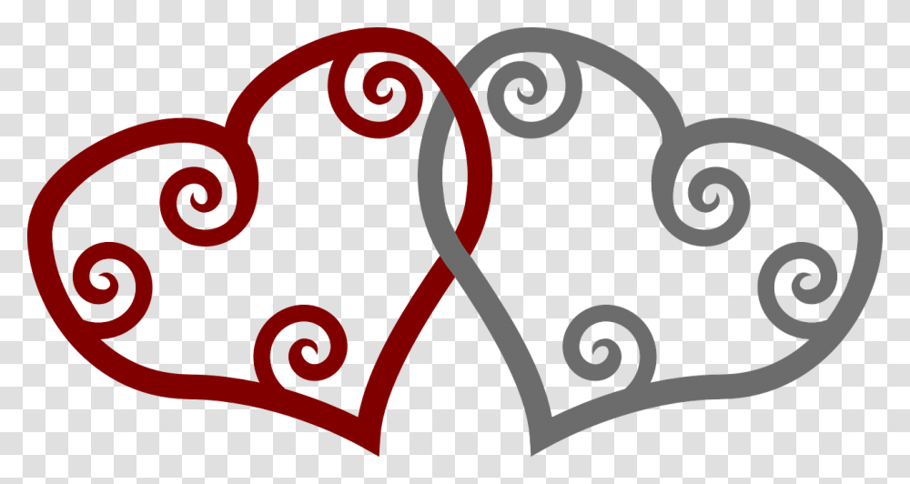 Wedding Two Hearts Shapes Red Grey Intersection, Floral Design, Pattern Transparent Png