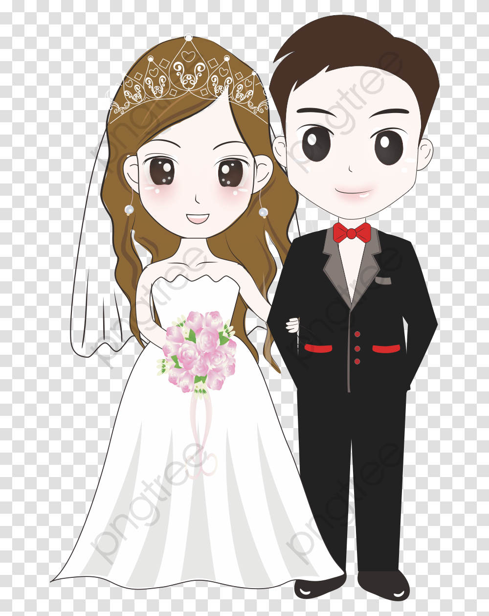 Wedding Veil Clipart Cartoon Couple Wedding, Person, People, Gown Transparent Png