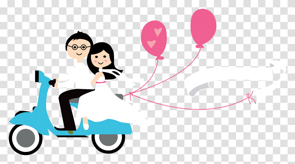 Wedding Vespa Kartun Just Married Kartun, Ball, Balloon, Transportation Transparent Png