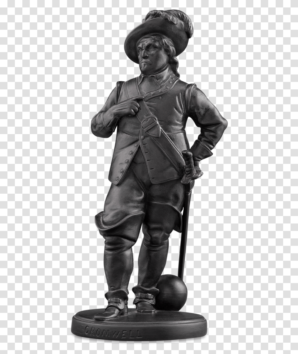 Wedgwood Black Basalt Statue Of Oliver Cromwell Bronze Sculpture, Person, Hat Transparent Png