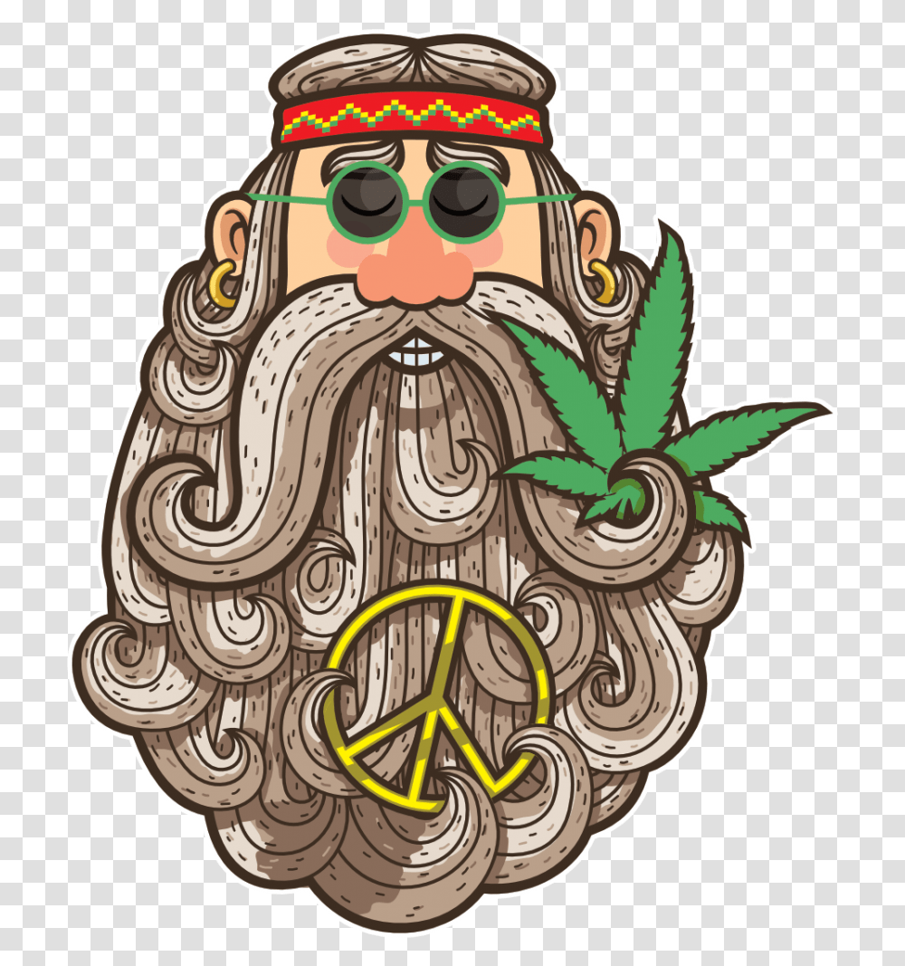 Weed Clipart Hippie Cartoon Hippie, Doodle, Drawing, Pattern, Face Transparent Png