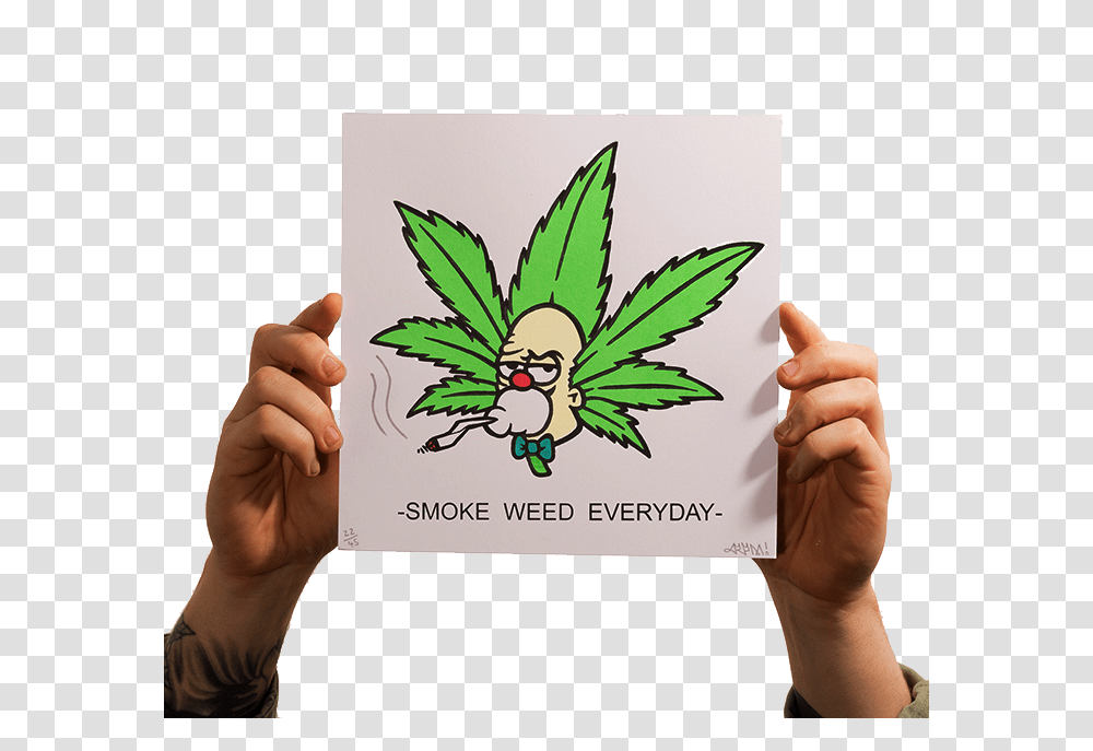Weed Everyday' Illustration, Text, Plant, Person, Bird Transparent Png