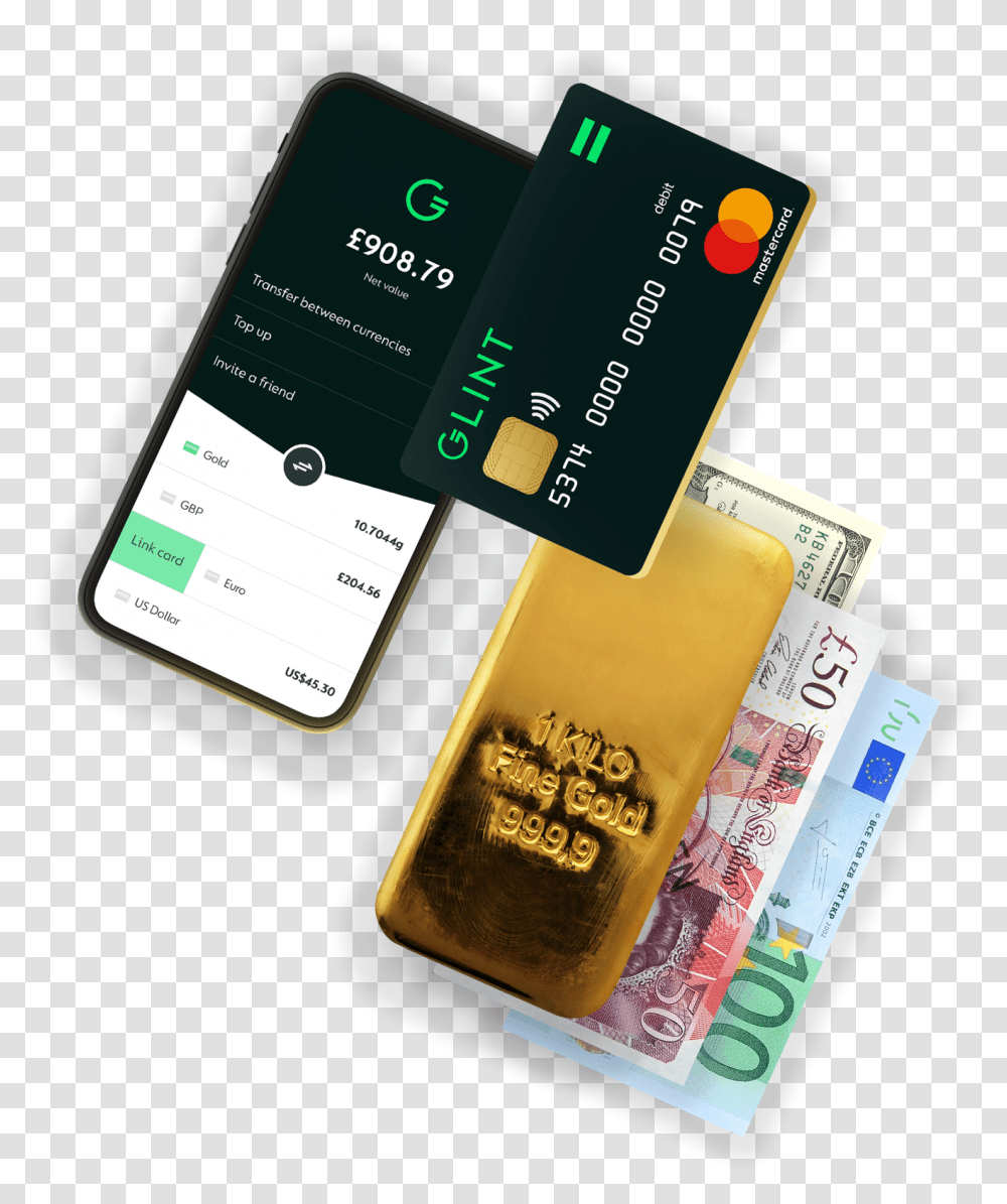 Week Five Why Use Cash When You Can Gold Monese And Glint Smartphone, Text, Credit Card, Female, Label Transparent Png