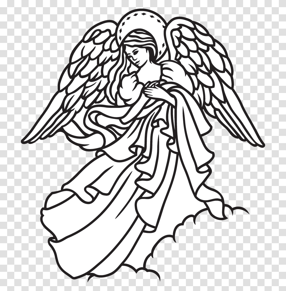 Weeping Angel Line Art, Archangel Transparent Png
