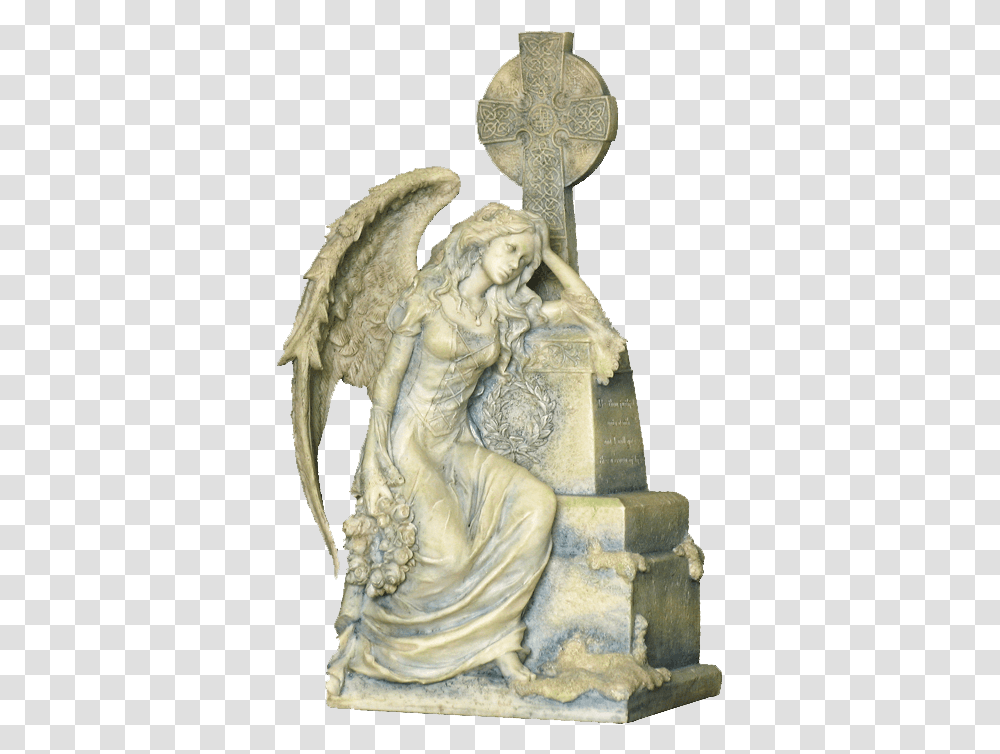Weeping Angel Sitting By A Grave Statue Gothic Statue, Painting, Sculpture, Cross Transparent Png