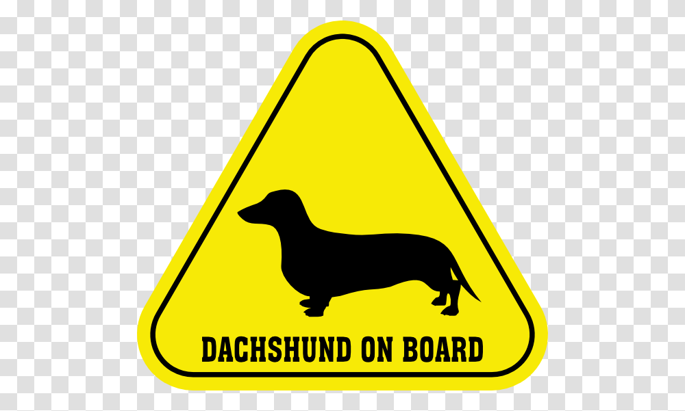 Weiner Dog Stencil, Triangle, Sign, Road Sign Transparent Png