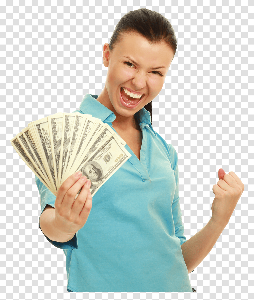 Welcome Girl, Person, Human, Money, Sleeve Transparent Png