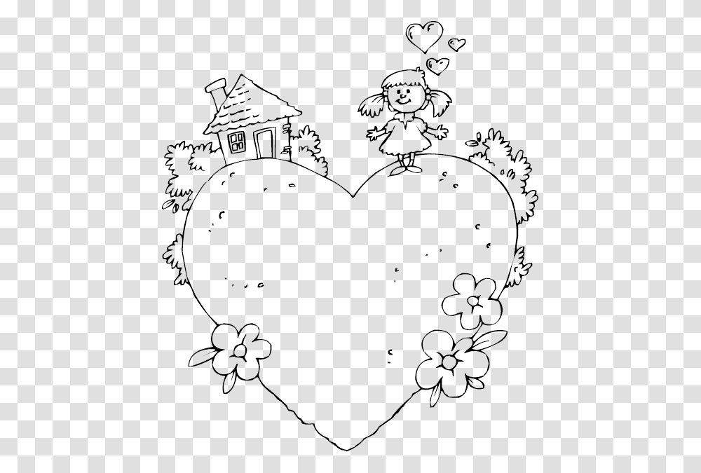 Welcome Home Colouring Pages, Heart, Silhouette, Stencil Transparent Png
