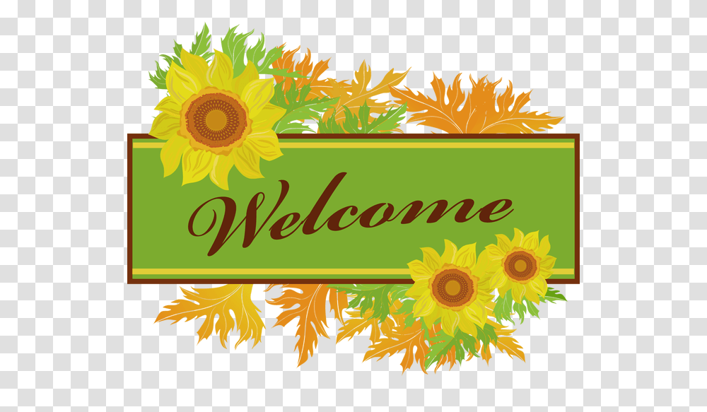 Welcome Lettering Sign Stock Vector, Plant, Sunflower, Label Transparent Png