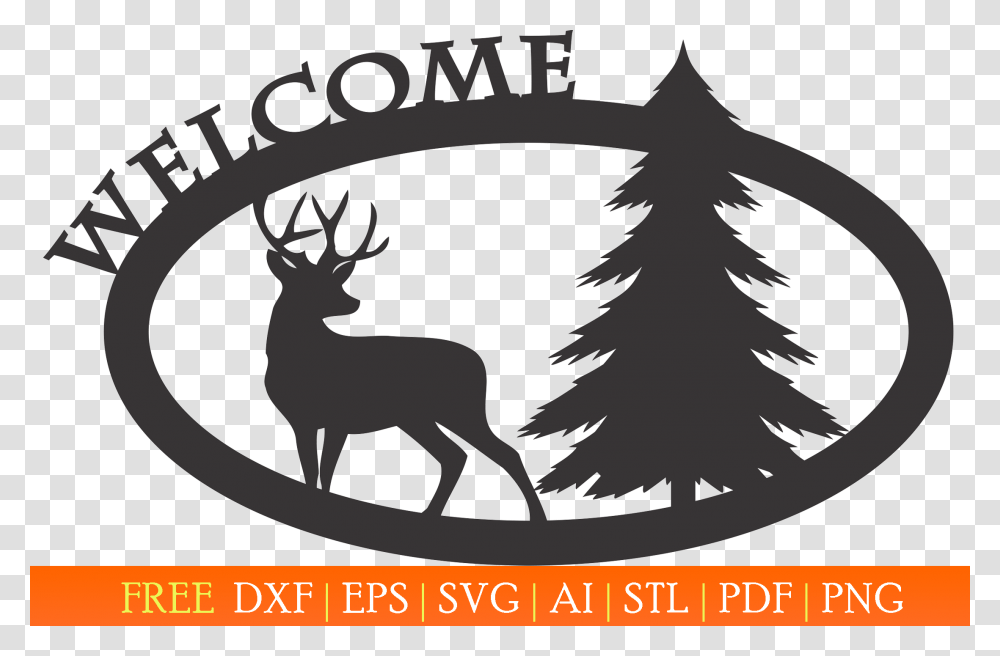 Welcome Sign With A Welcome Svg With Deer, Tree, Plant, Wildlife, Mammal Transparent Png
