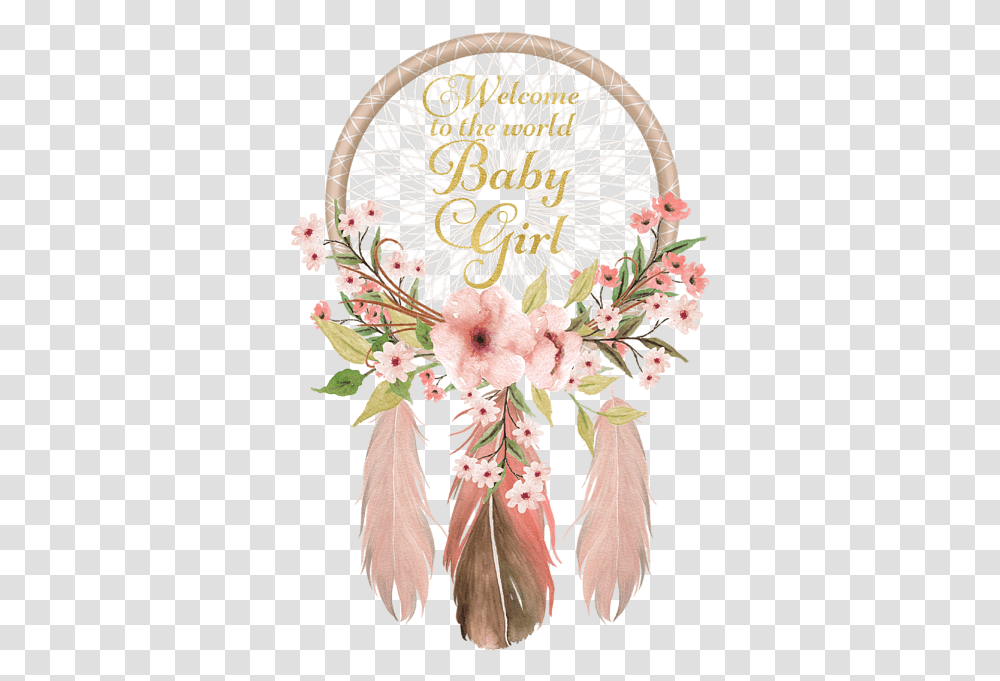 Welcome To The World Baby Girl Clipart Jpg Royalty Dream Catcher Baby Girl, Floral Design, Pattern, Plant Transparent Png