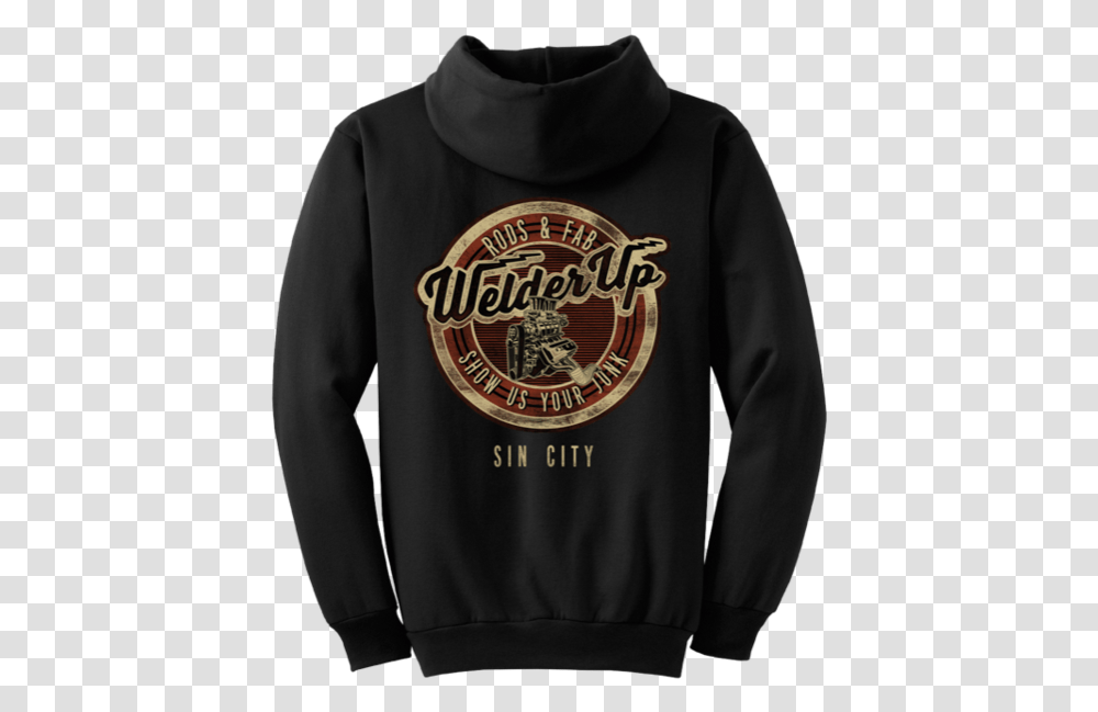 Welder Up Sin City Motor Black Hooded Long Sleeve, Clothing, Apparel, Sweatshirt, Sweater Transparent Png