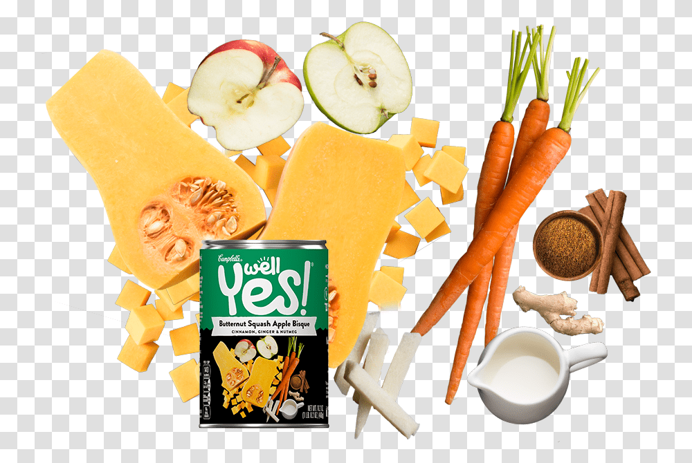 Well Yes Butternut Squash Apple Bisque Diet Food, Plant, Vegetable, Carrot, Lunch Transparent Png