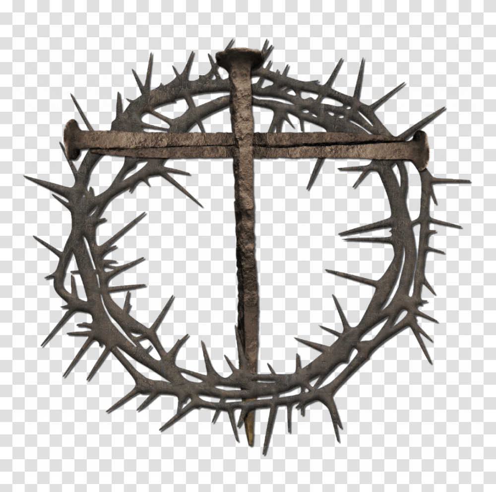 Wellsuited Cross With Thorn Crown Jesus On Of Thorns Clipart Clip, Antler, Crucifix Transparent Png