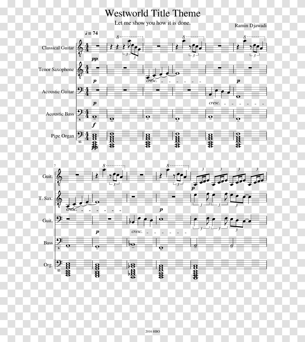 Westworld Theme Song Guitar Note Download Toxic Trombone Sheet Music, Gray, World Of Warcraft Transparent Png