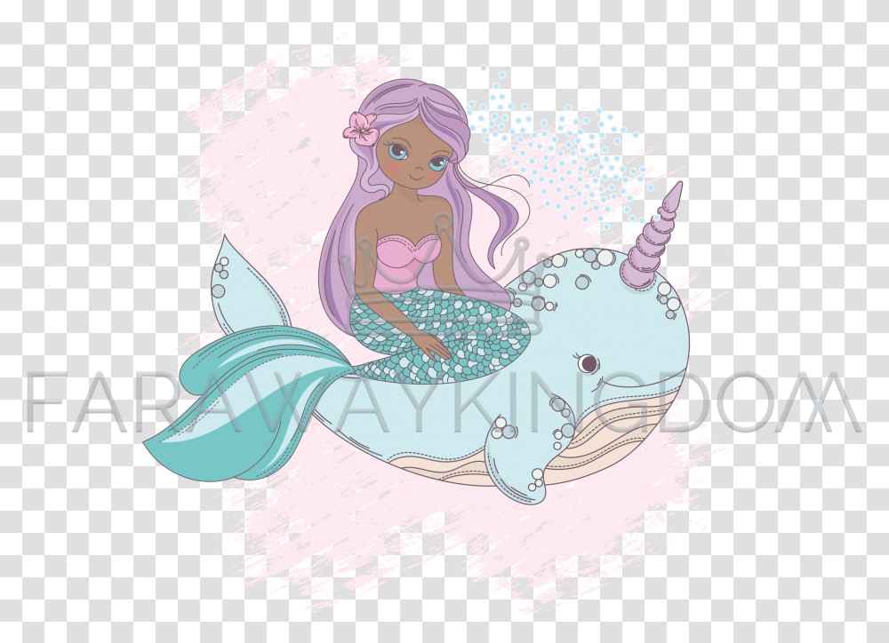 Whale Unicorn Mermaid Princess Sea Vector Illustration Set Mermaid, Art, Graphics, Angel, Archangel Transparent Png