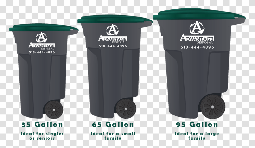 What Size Bins Are Available Advantage Disposal Garbage Cans, Cup, Coffee Cup, Plastic, Mailbox Transparent Png