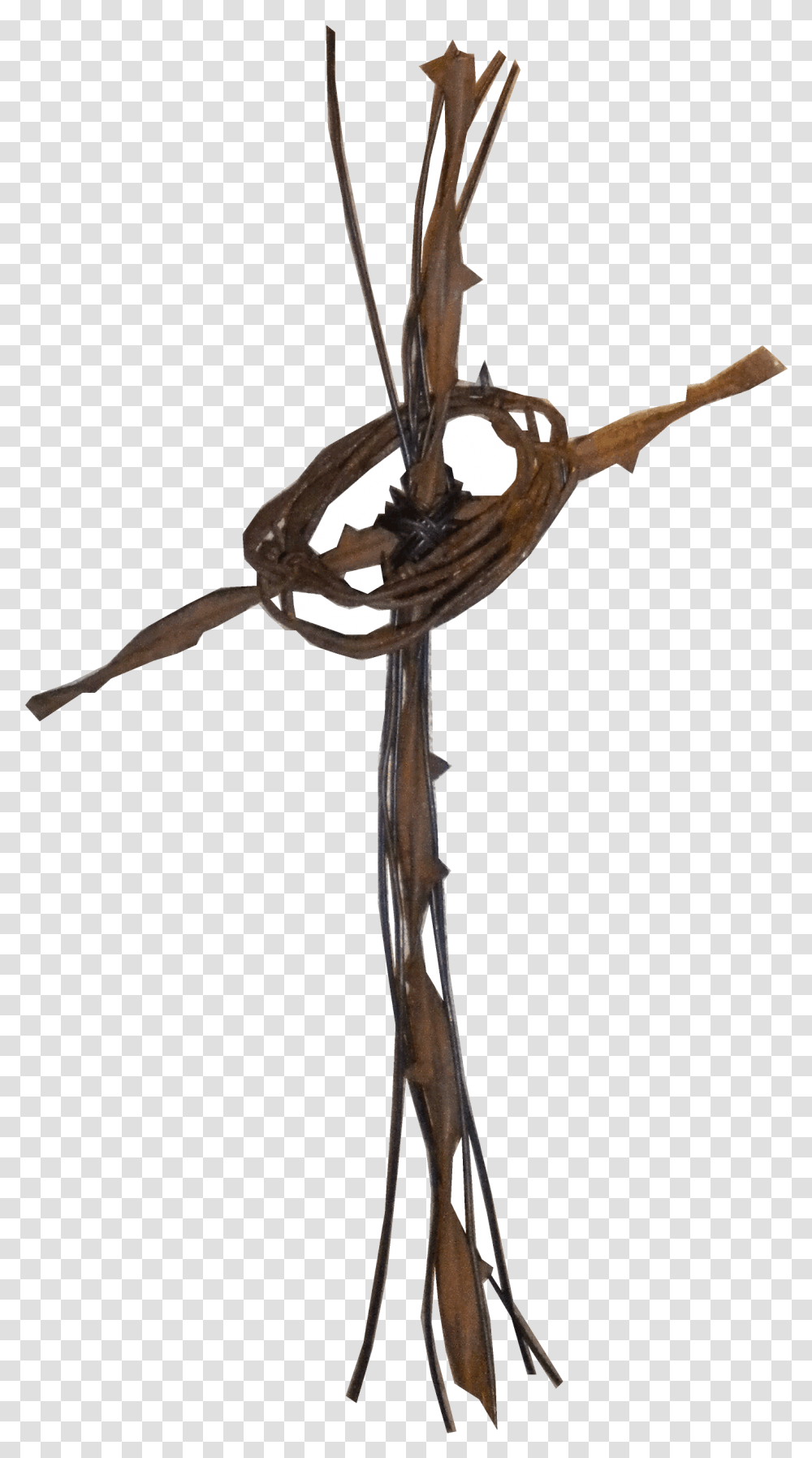 What Was The Crown Of Thorns Made Of Wooden Cross With Cross Made Of Branches, Weapon, Weaponry, Spear, Trident Transparent Png