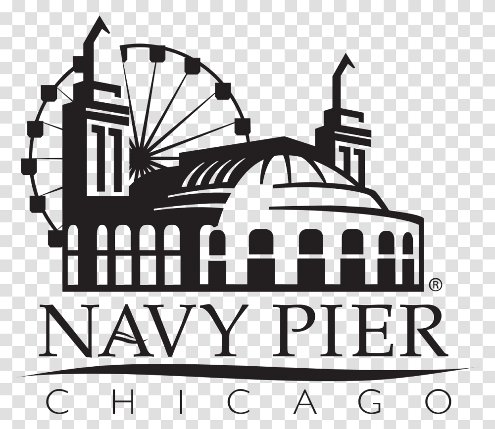 Wheel Clipart Outline Navy Pier Chicago Logo, Building, Metropolis, Urban, Factory Transparent Png