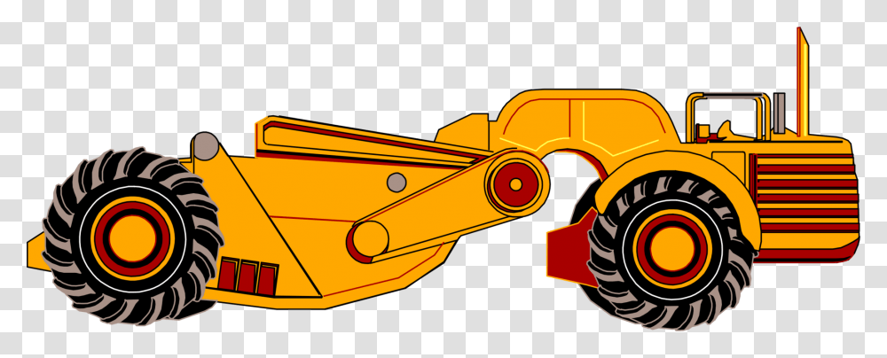 Wheel Tractor Scraper Heavy Machinery Drawing Devtra Inc, Bulldozer, Vehicle, Transportation, Lighting Transparent Png