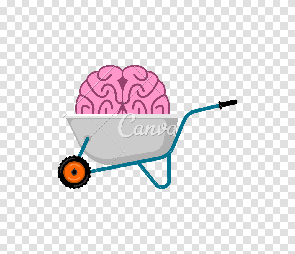 Wheelbarrow And Brain Vector Illustration Design, Vehicle, Transportation, Food, Plant Transparent Png