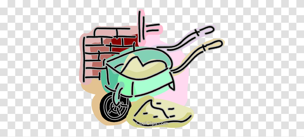 Wheelbarrow Filled With Cement Royalty Free Vector Clip Art, Vehicle, Transportation, Outdoors, Nature Transparent Png