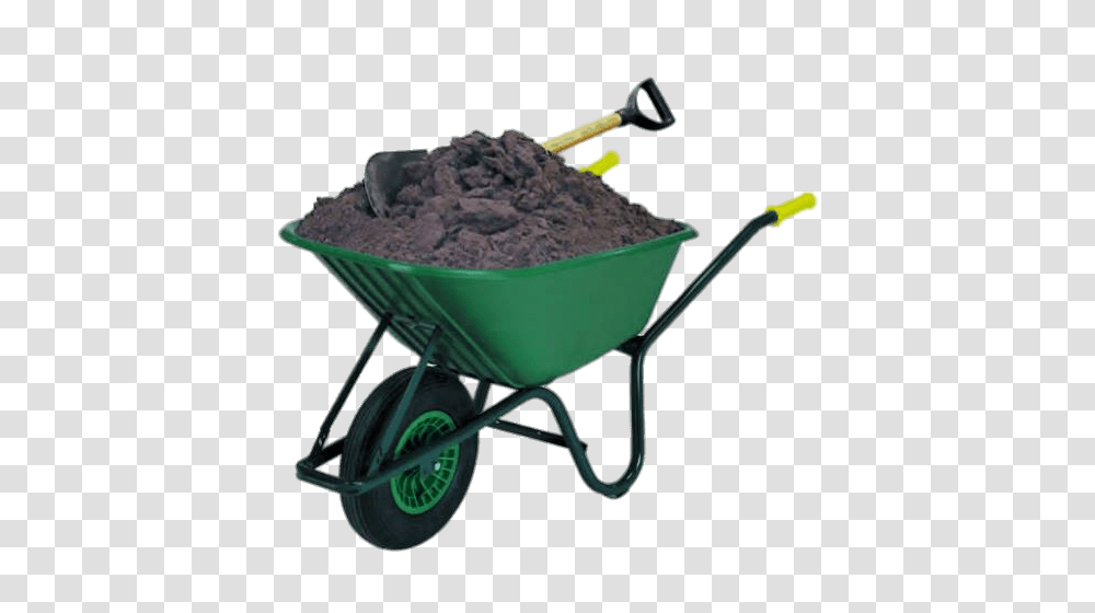 Wheelbarrow Filled With Dirt, Vehicle, Transportation, Lawn Mower, Tool Transparent Png