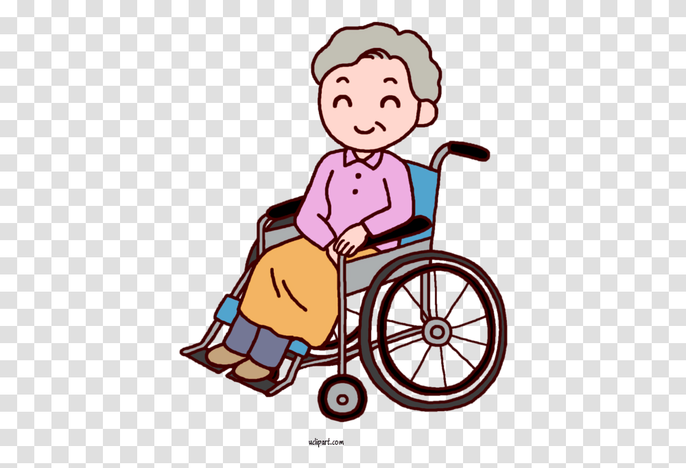Wheelchair Caregiver For Elderly Wheelchair Elderly Clipart, Furniture, Machine, Person, Human Transparent Png