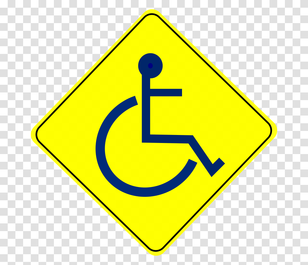 Wheelchair Caution Sign Blue Caution Wheelchair Sign, Road Sign Transparent Png