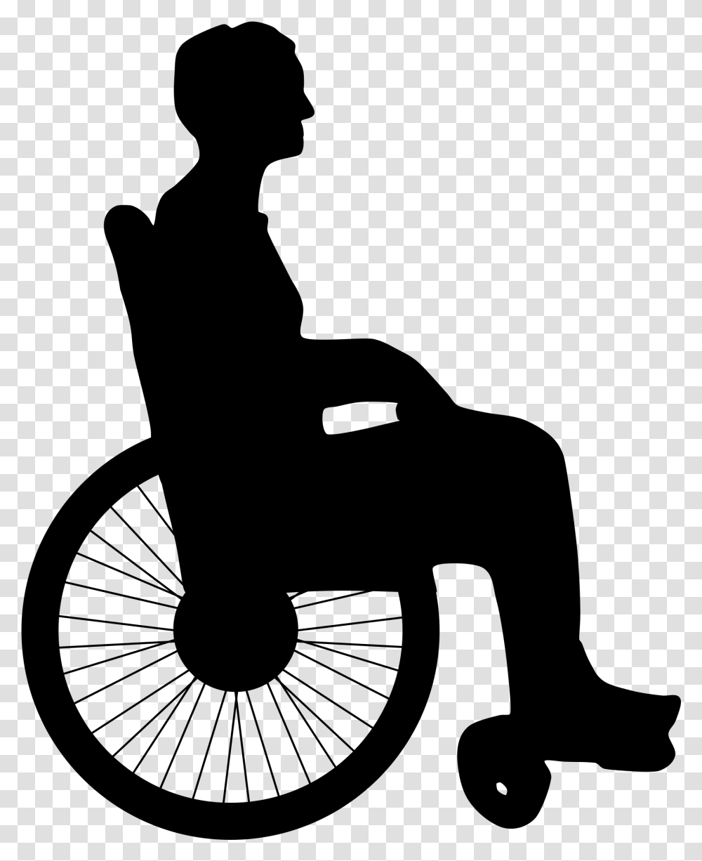 Wheelchair Disability Silhouette Man Old Age Person In Wheelchair Clipart, Gray, World Of Warcraft Transparent Png