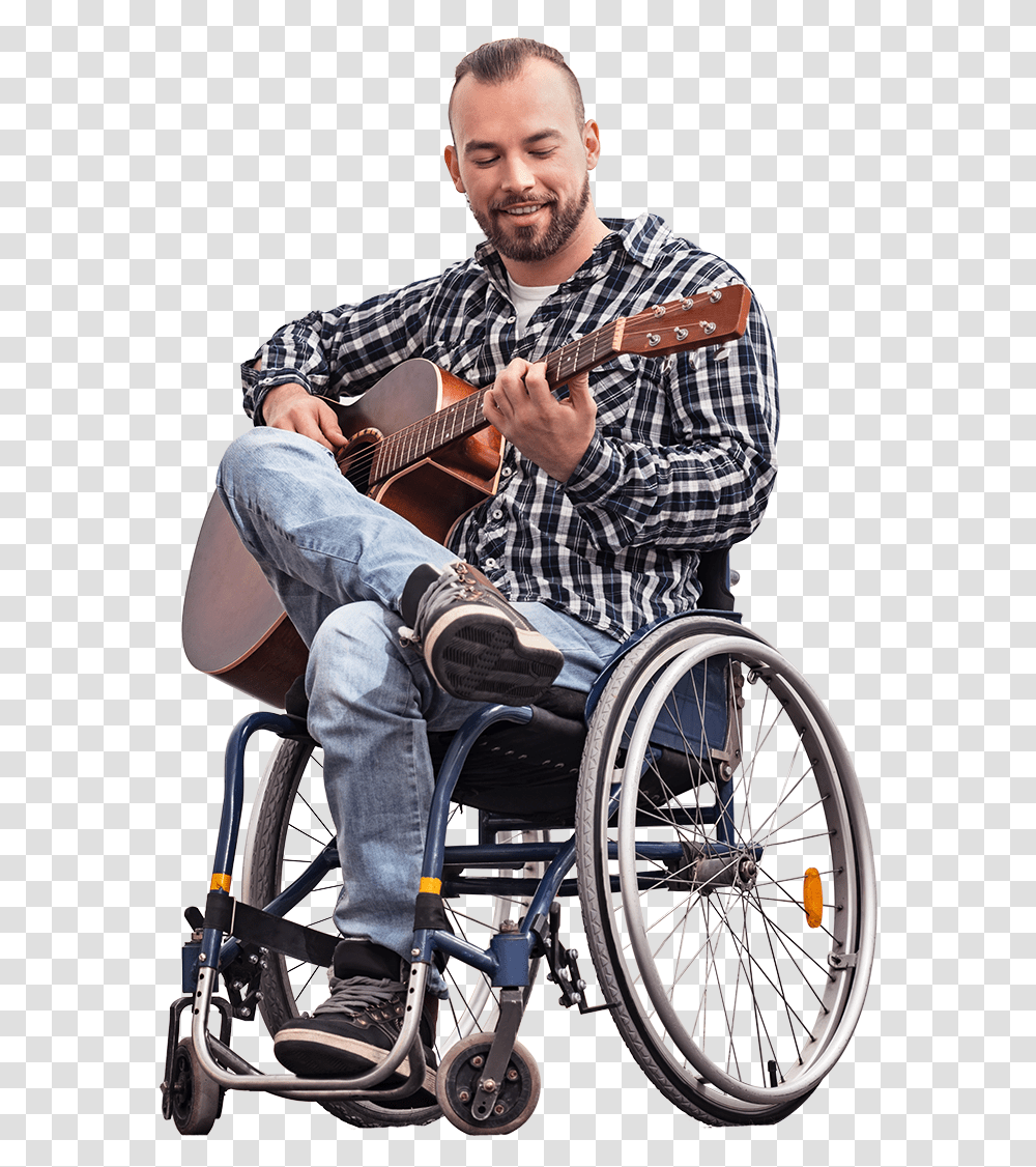 Wheelchair Person In Wheelchair, Furniture, Bicycle, Guitar, Leisure Activities Transparent Png