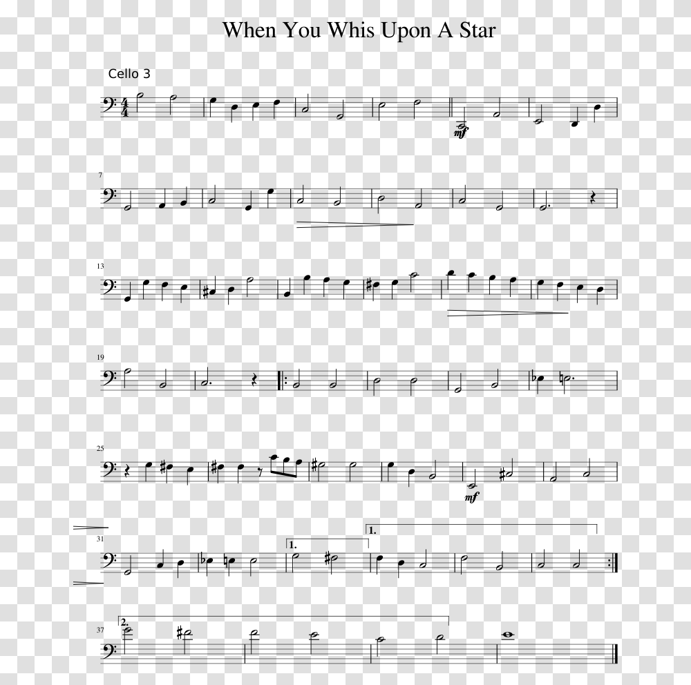When You Whis Upon A Star Sheet Music 1 Of 1 Pages Penelope Partitura Piano Pdf, Gray, World Of Warcraft Transparent Png