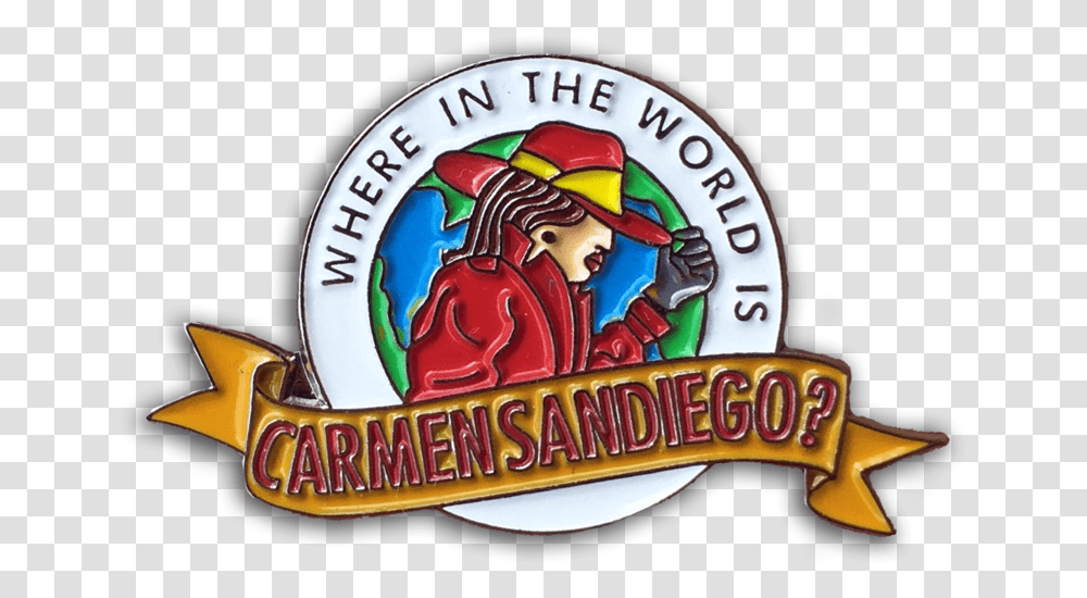 Where In The World Carmen Sandiego Logo, Symbol, Trademark, Helmet, Clothing Transparent Png