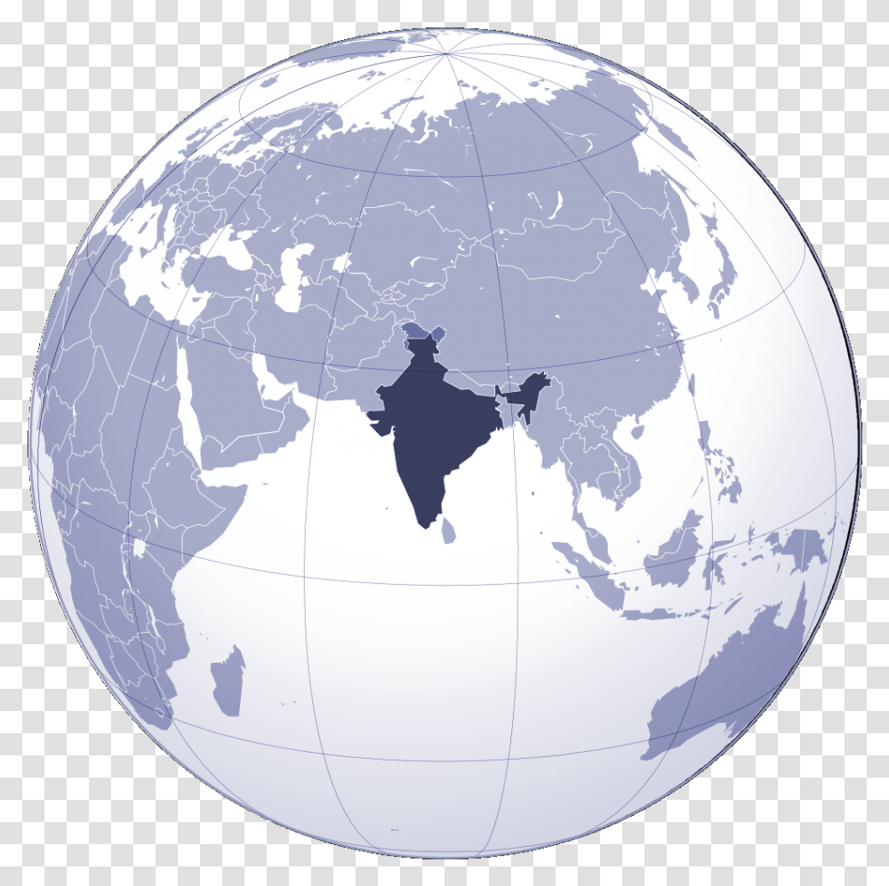 Where Is India Located Large Map India On Globe Vector, Outer Space, Astronomy, Universe, Planet Transparent Png