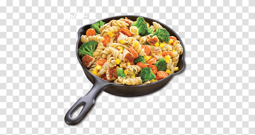 Whip Up A Garlic Chicken Meal In 15 Minutes From Birds Eye Skillet Food, Spoon, Cutlery, Pasta, Plant Transparent Png