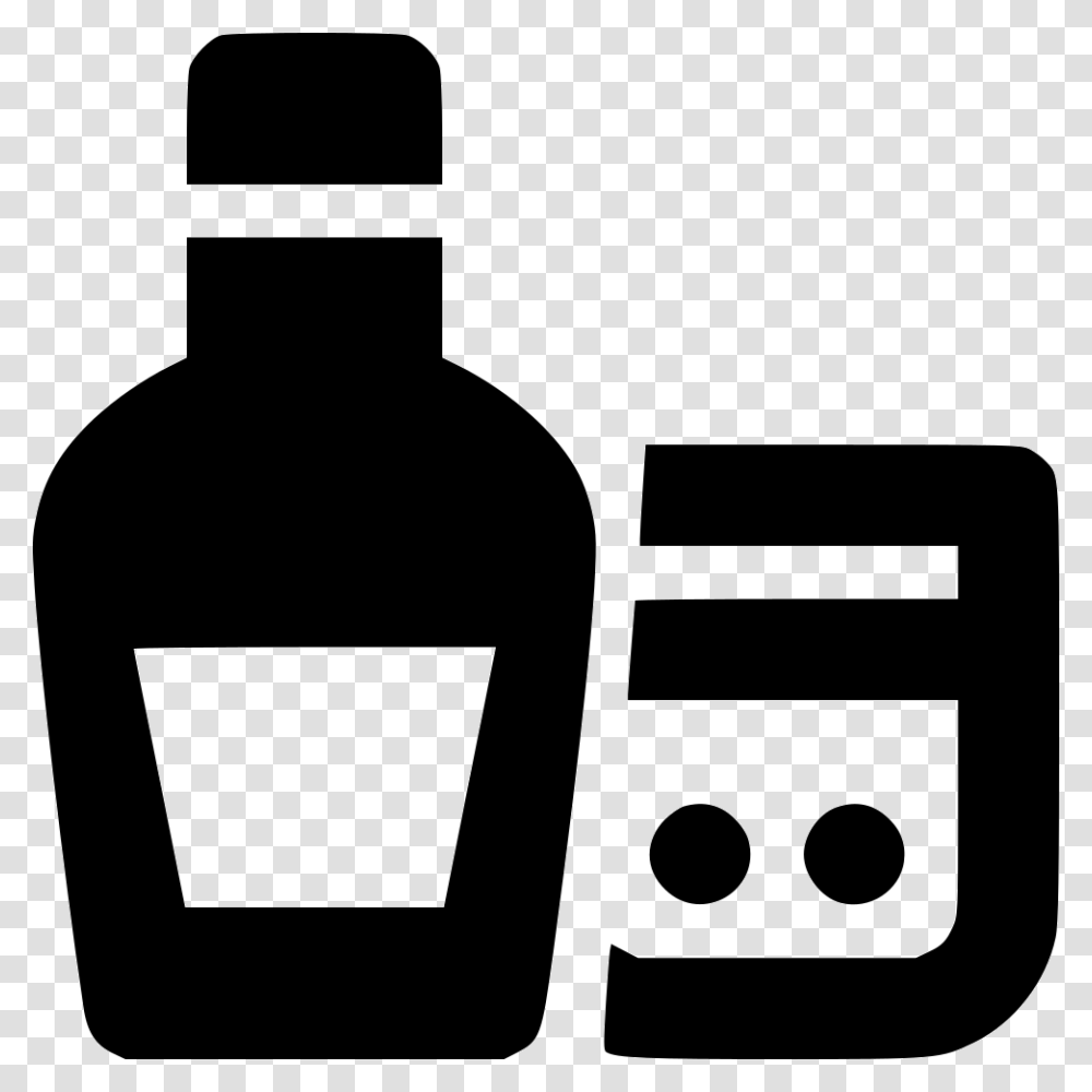 Whiskey Bottle Icon, Stencil, Ink Bottle, Label Transparent Png