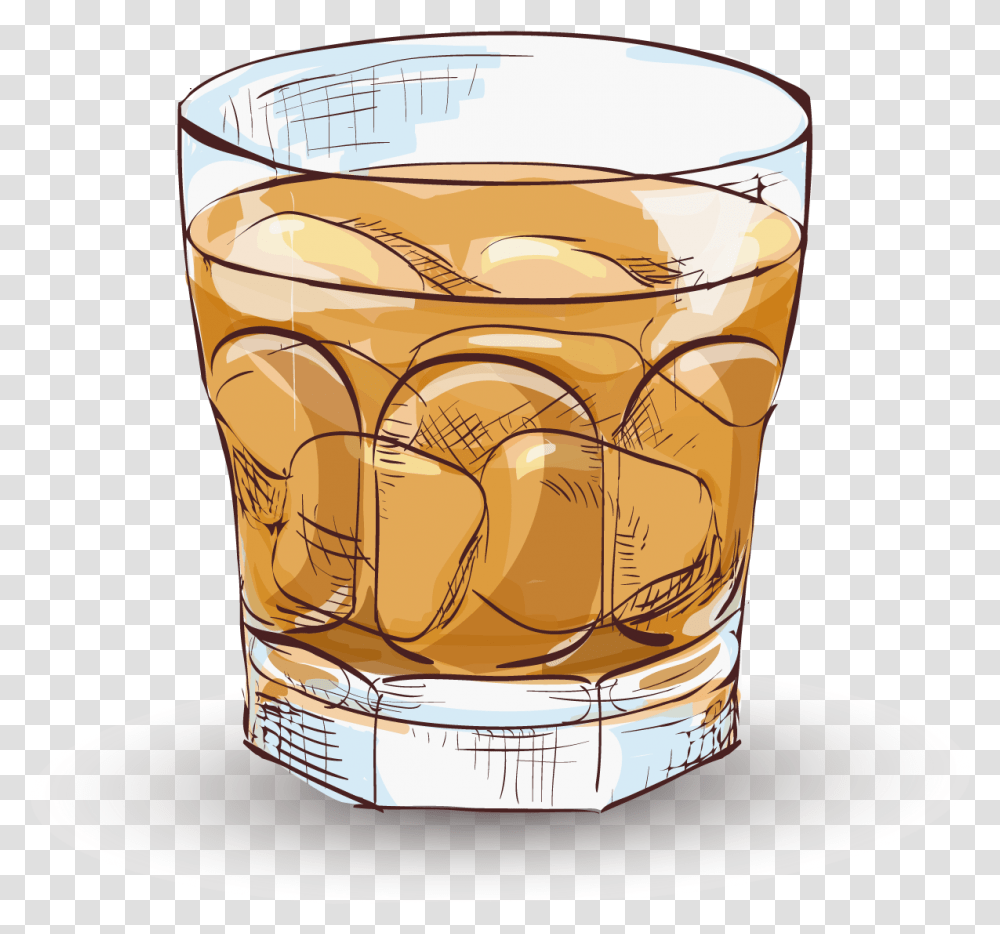 Whiskey Vector Old Fashioned Glass Cocktail Amaretto Whisky, Beer Glass, Alcohol, Beverage, Drink Transparent Png
