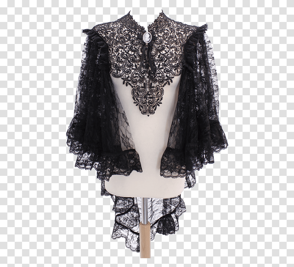 Whitby Lace Applique Gothic Cape Blouse, Apparel, Person, Human Transparent Png