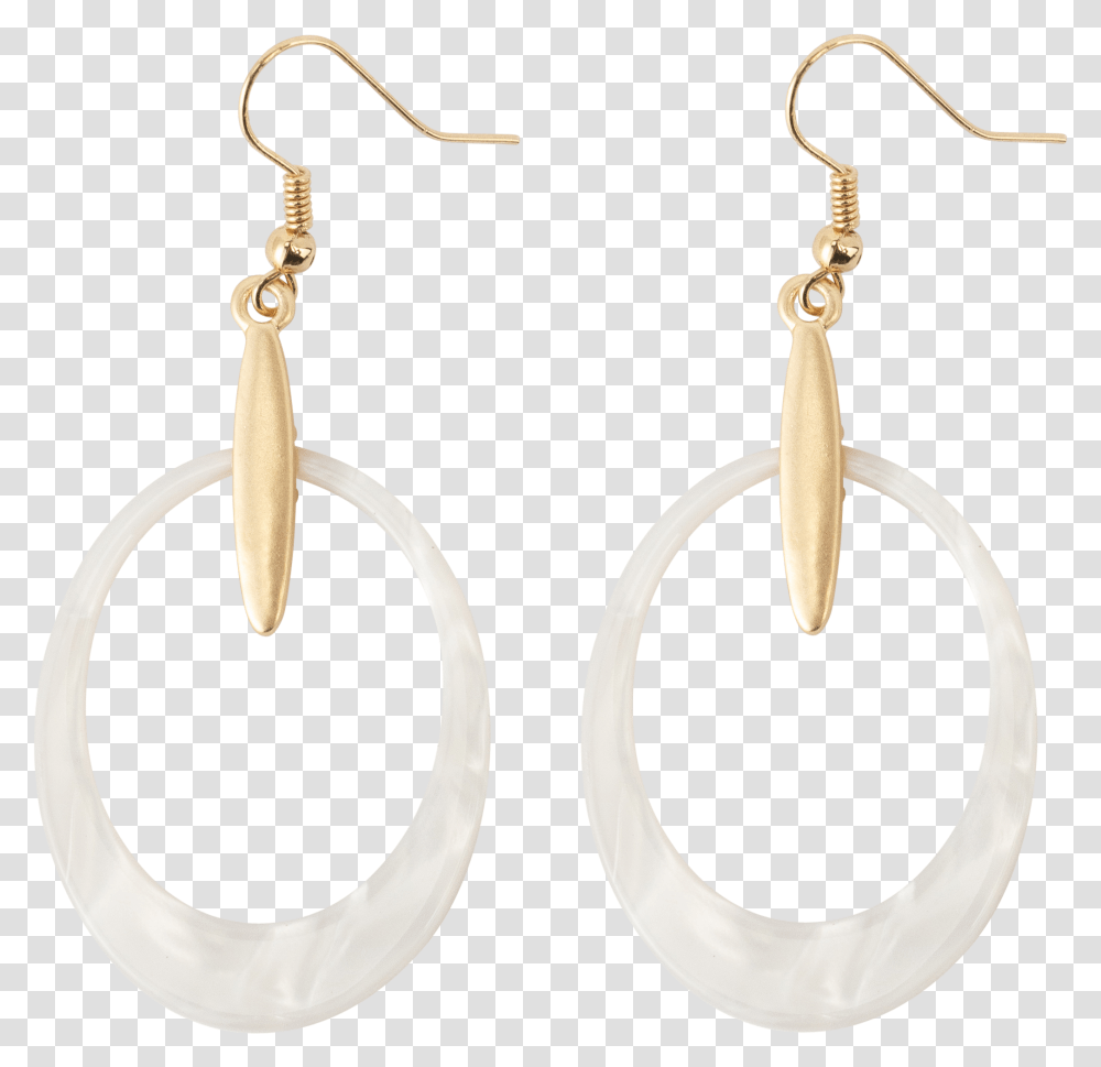 White Acrylic Oval With Gold Accent Earrings Earrings, Accessories, Accessory, Jewelry Transparent Png