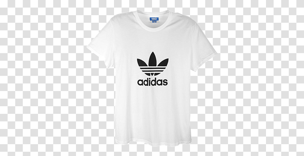 White Adidas Logo T Shirt Adidas Originals, Clothing, Apparel, T-Shirt, Sleeve Transparent Png