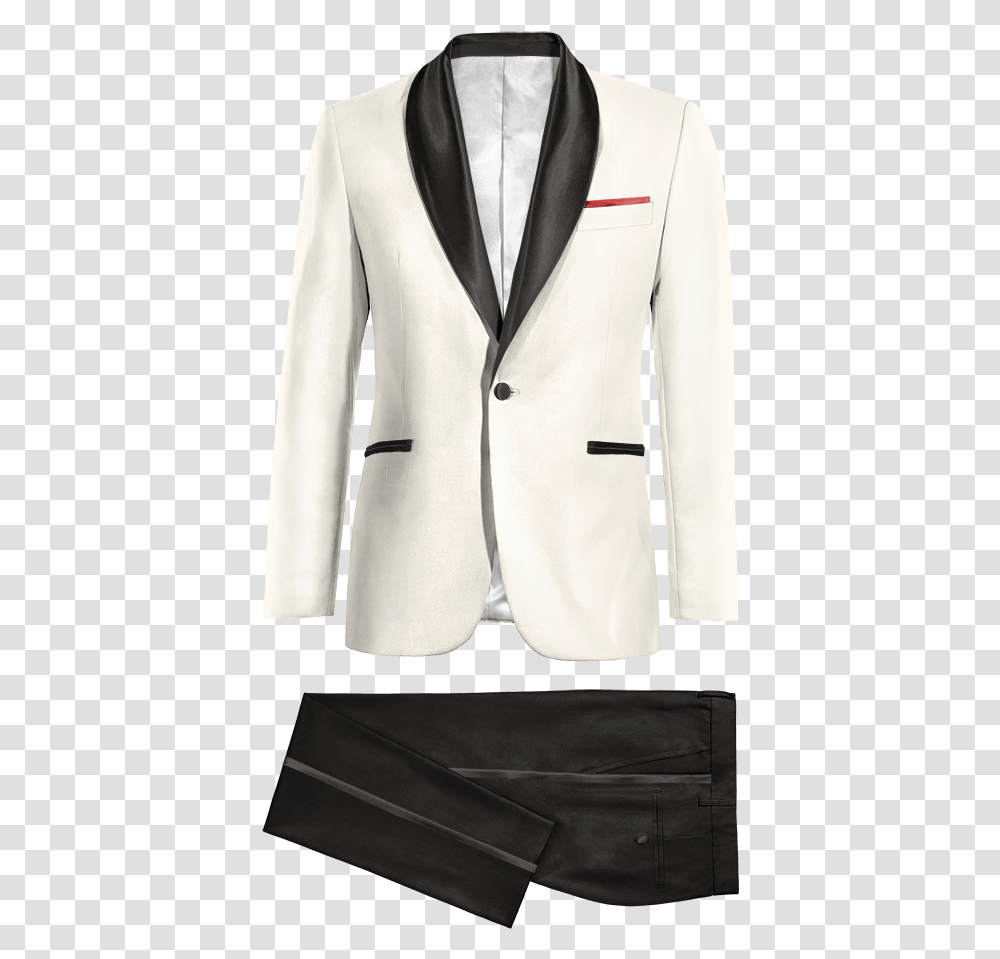 White Amp Black Round Lapel Polyester Tuxedo Smoking Azul Y Blanco, Apparel, Suit, Overcoat Transparent Png