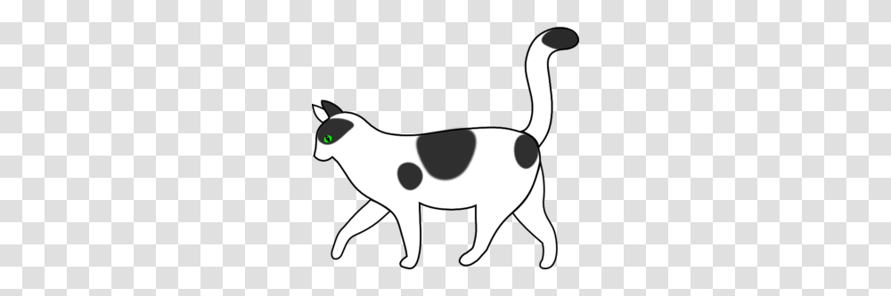 White And Black Cat Walking Clip Art, Animal, Mammal, Cattle, Cow Transparent Png