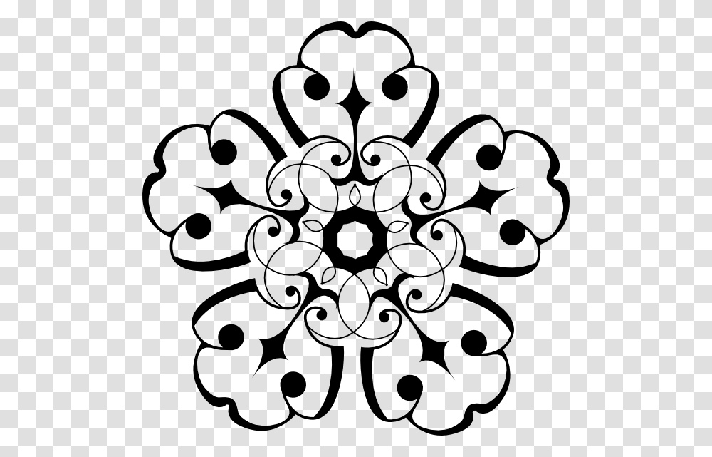White And Black Ornamental Flower Clip Arts For Web, Floral Design, Pattern, Stencil Transparent Png