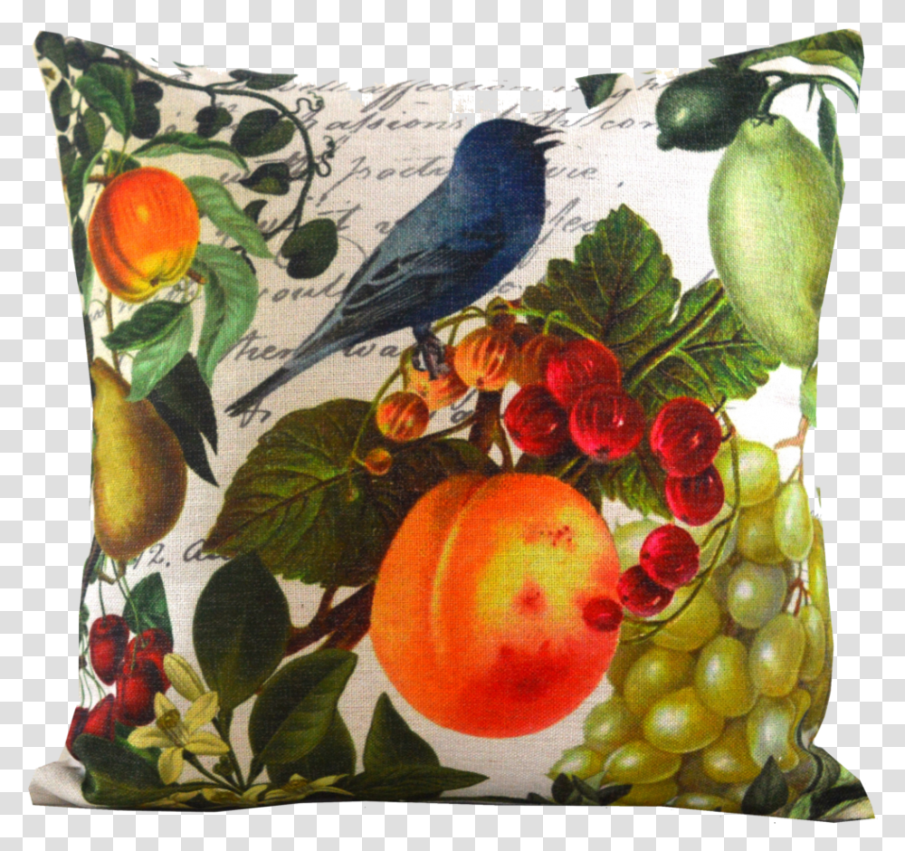White And Blue Bird Fruit Throw Pillow With Insert Clementine, Plant, Food, Animal, Cushion Transparent Png