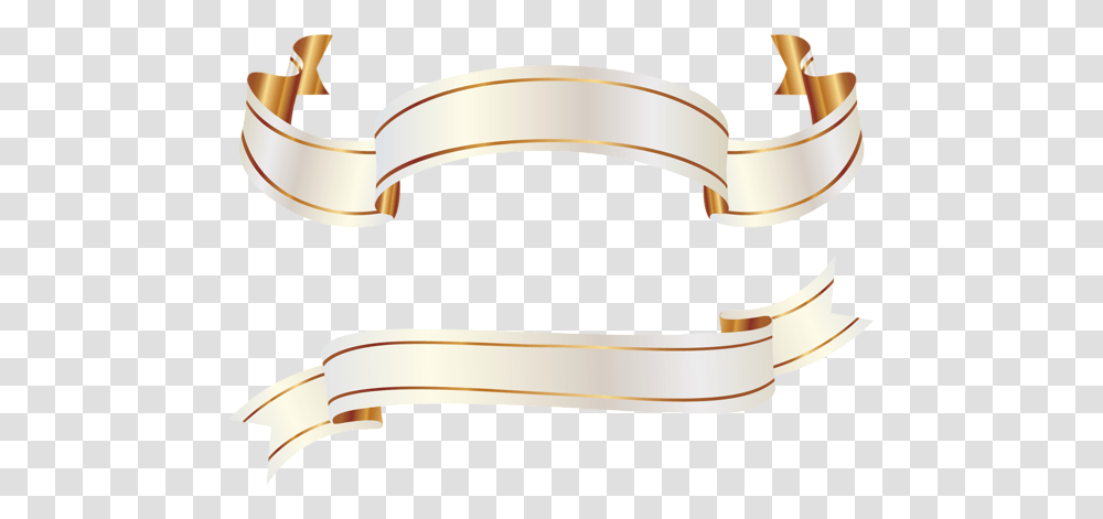 White And Gold Banners Clipart Picture Ribbon Vector Gold, Cuff, Sink Faucet Transparent Png
